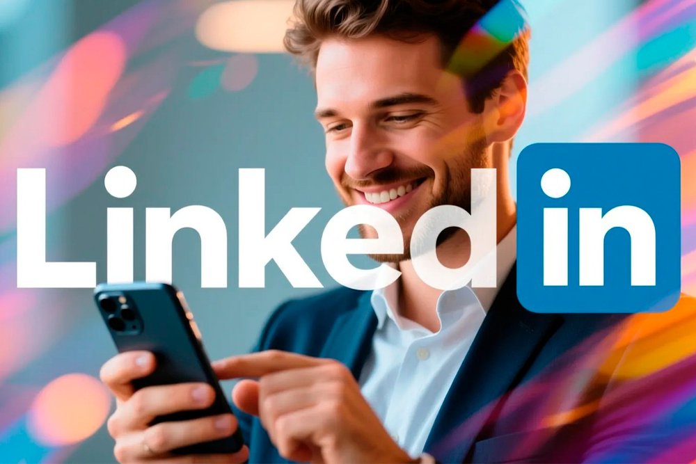 Professional Using LinkedIn on Mobile