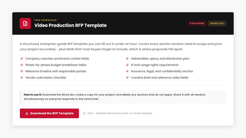 Video Production RFP Template | Free Download