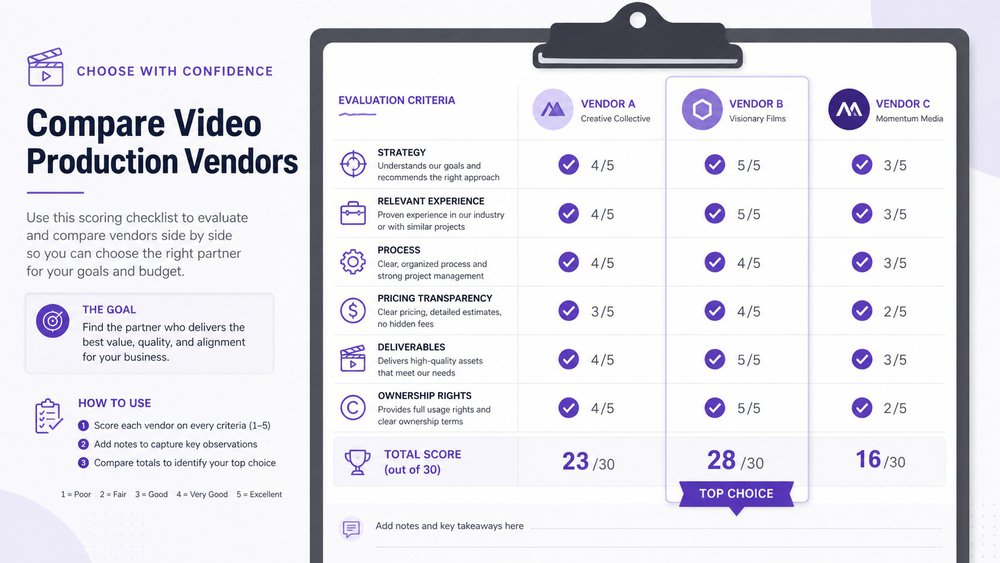 Checklist to compare video vendors and proposals