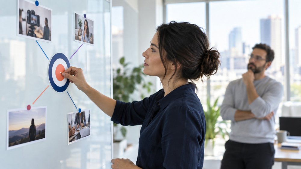 Marketing strategist connecting video content decisions to a central business goal