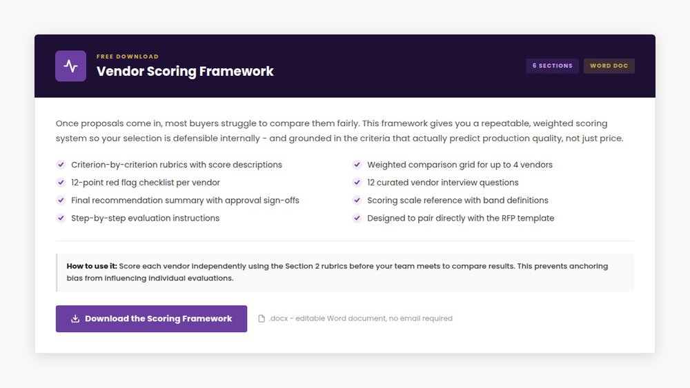 Video Production Vendor Scoring Checklist | Free Download