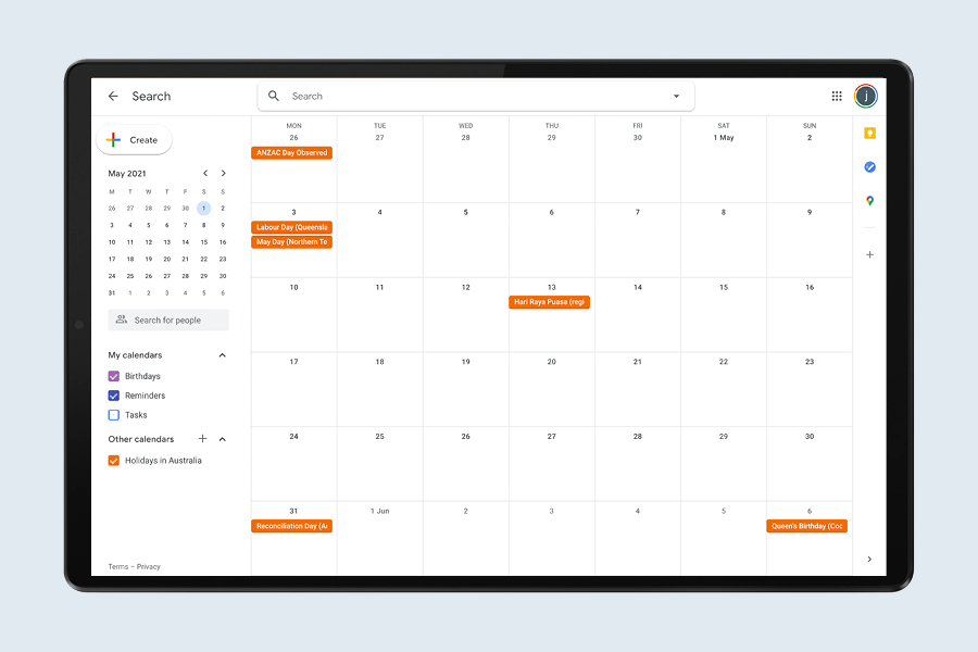 The Google Calendar in Google Workspace allows you to share your schedule with friends and family.