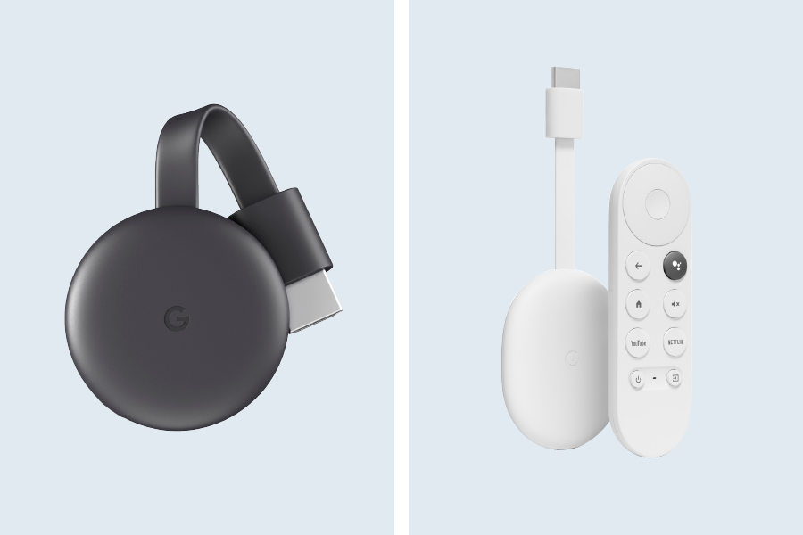 Choose between Google Chromecast 3rd Generation and Google Chromecast with Google TV.