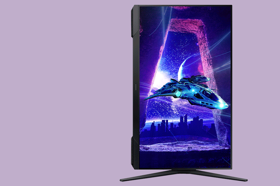 An assortment of monitors to help with creating a better gaming setup, shown on various brightly coloured backgrounds.