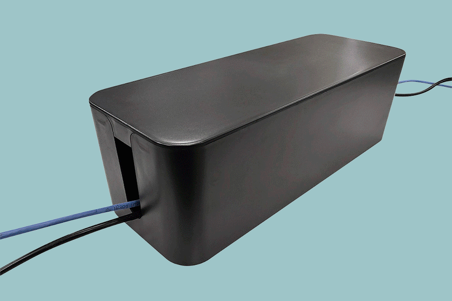 An assortment of cable managers to help with creating a better gaming setup, shown on various brightly coloured backgrounds.