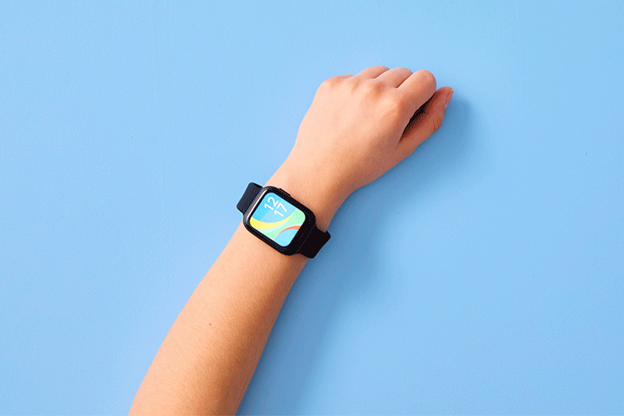 A selection of Christmas gifts for introverts, shown on various brightly coloured backgrounds. Products include wireless earphones and a smartwatch.