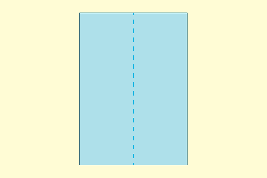 A series of images showing how to fold an A4 sheet into a basic dart paper plane: fold lengthways, bring top corners to centre, fold point down, fold in half, then fold wings and crease.