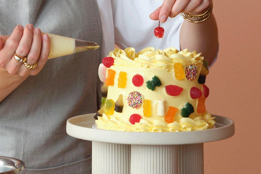  A series of images showing an assortment of cleaning and catering supplies. Products include cling wrap, paper towel, antibacterial wipes and lollies.