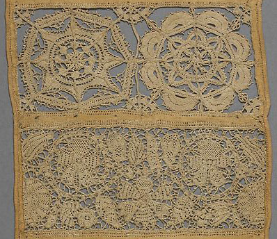 Reticella lace by artisan Sarah Thral. Great Britain, 1644. Source: The Metropolitan Museum of Art.