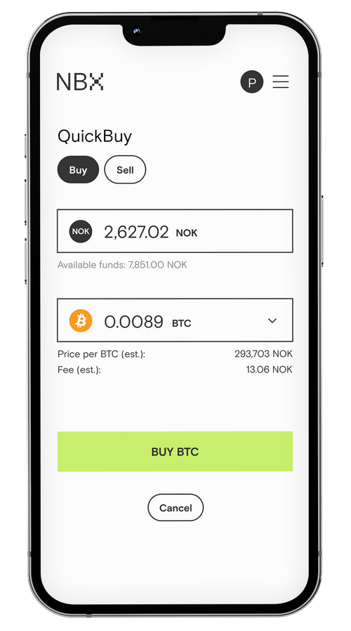 Den NBX kryptobørsen på iPhone12.