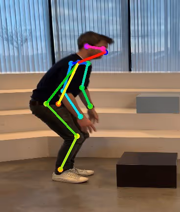 The prediction lines display over the body