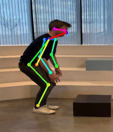 The prediction lines display over the body