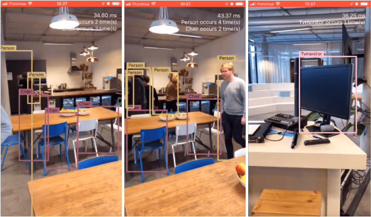 The prediction by the program on iPhone 8 of the items in the company kitchen