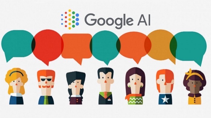 Google AI logo header with diferent people speaking different languages