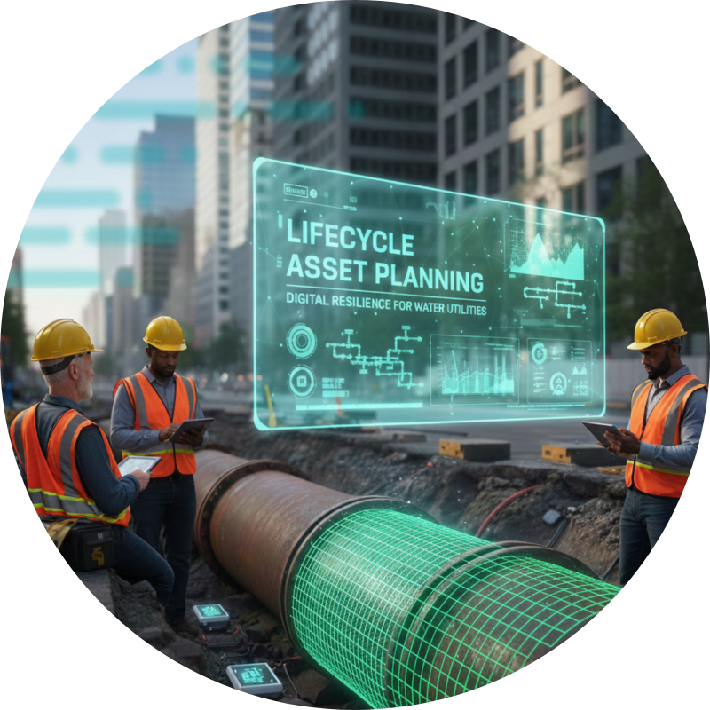 Man in PPE with tablet in a utility building