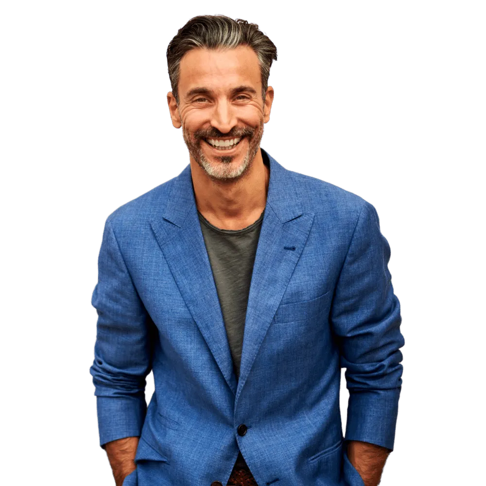 Smiling man in a blue suit