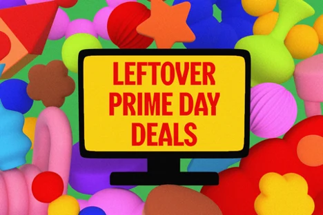A computer monitor that says Leftover Prime Day Deals