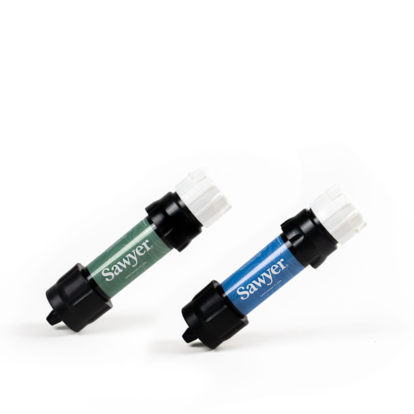 A Sawyer dual threaded mini water filtration system