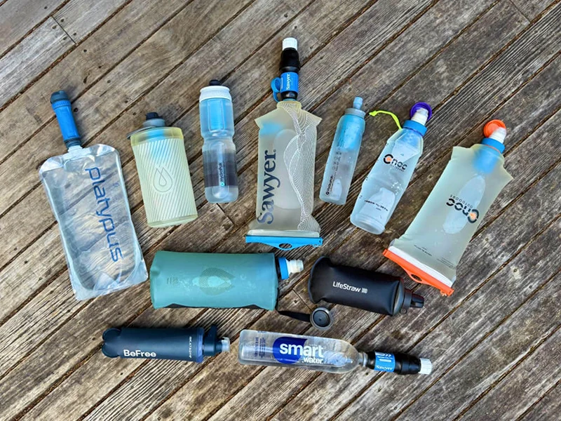 Water filters on a table