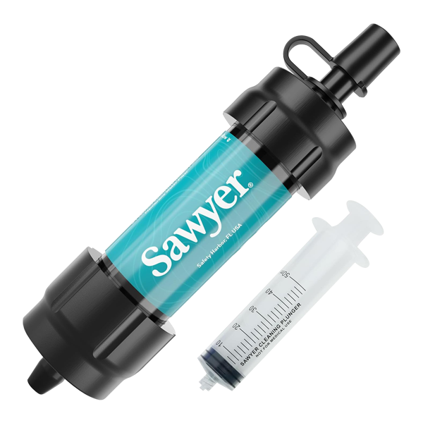 A single teal Sawyer mini water filter