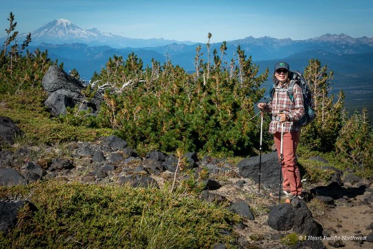 A person hiking on a trail.