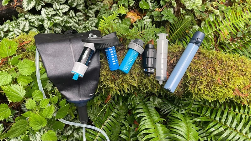 Water filters in the woods.