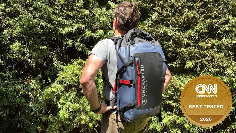 A person wearing a backpack.