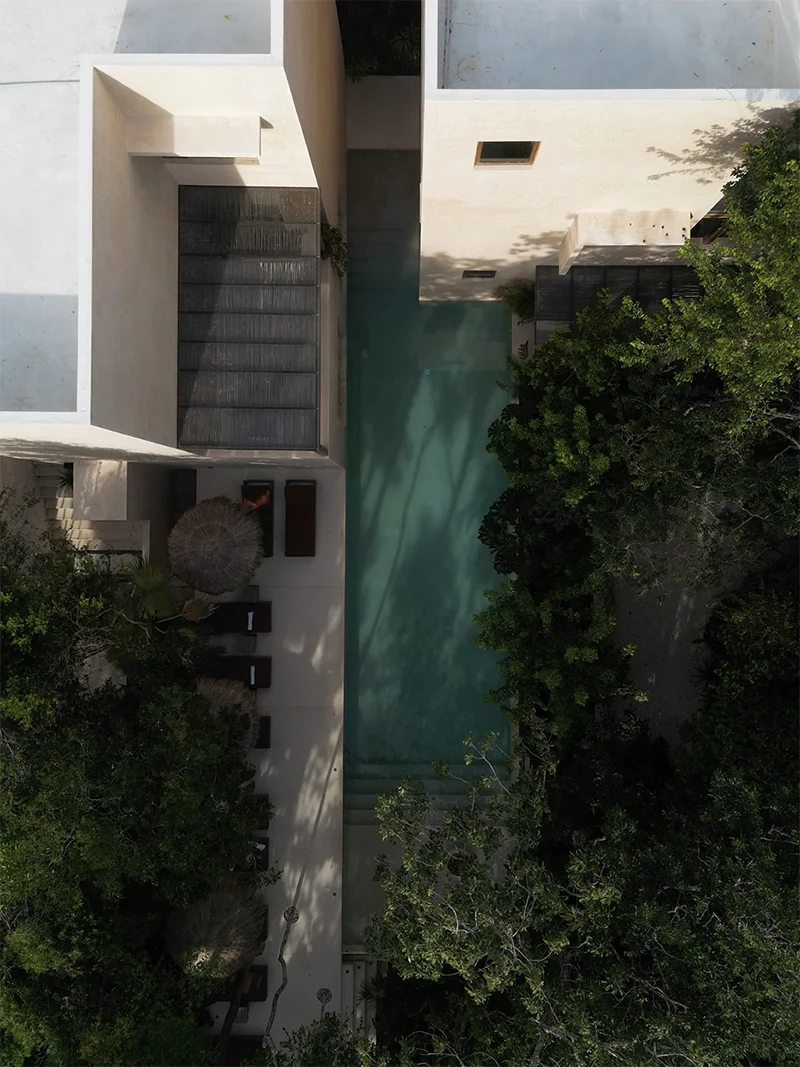 An ariel view of a backyard.