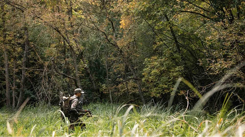 A hunter in the woods.