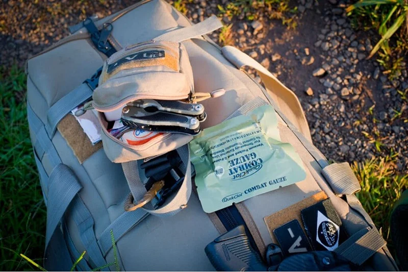 A backpack with emergency supplies.