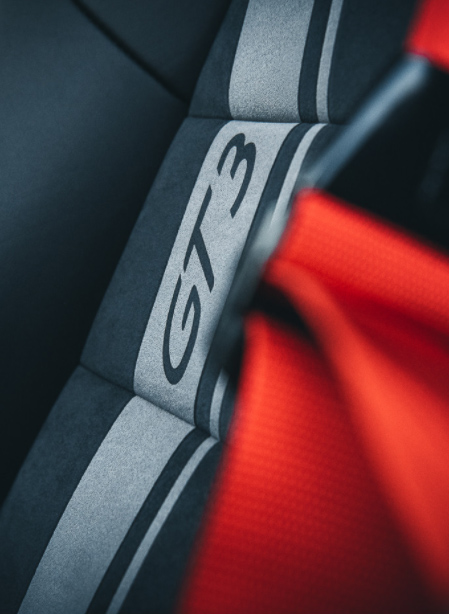 Porsche model GT3 letters on seat vabric