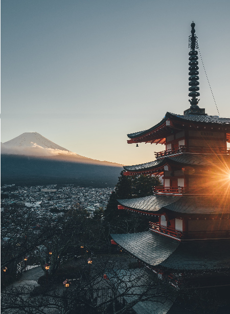 Volcano view from top of hill