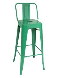 Floridian Low Back Metal 30” barstool with green frame finish.