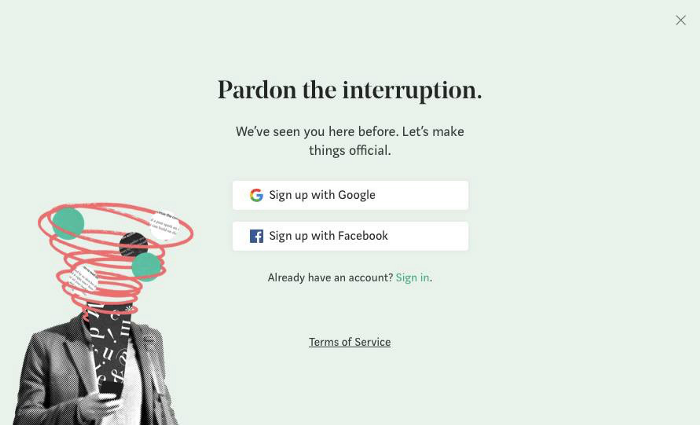 Medium sign up page