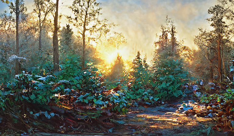 Fantasy Landscape Art of trees and sunshine