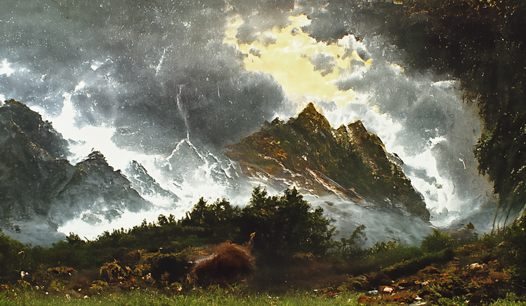 Dark Landscape AI Art of stormy skies