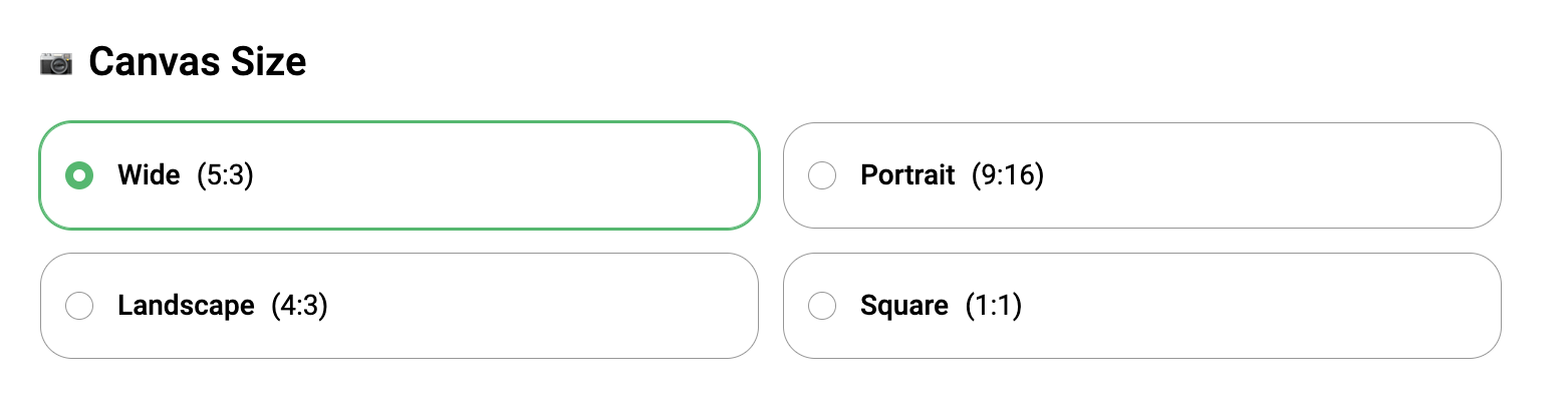 select ai art canvas size on starryai app