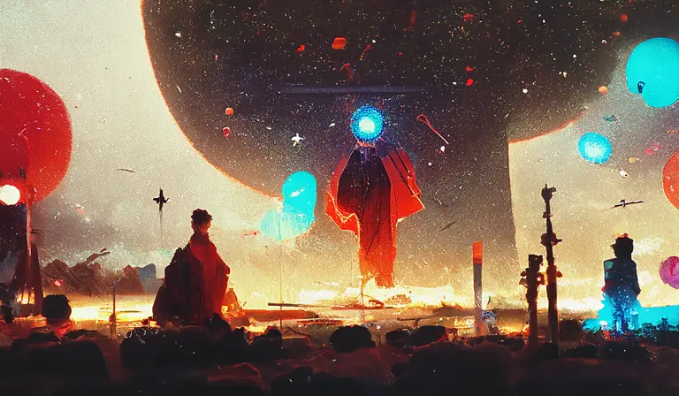 AI generated space themed artwork of aliens in outer space