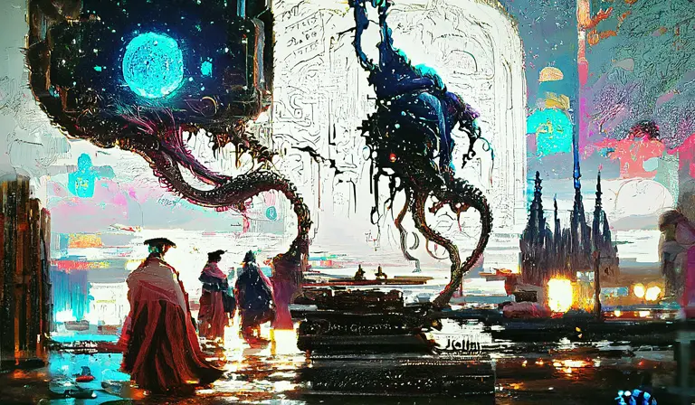 Abstract ai generated art of a futuristic scene