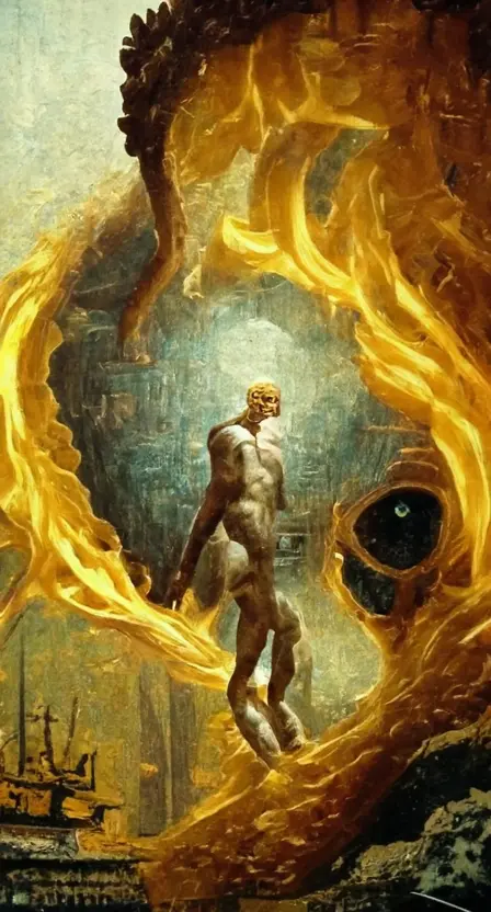 Ai generated scene of prometheus stealing fire