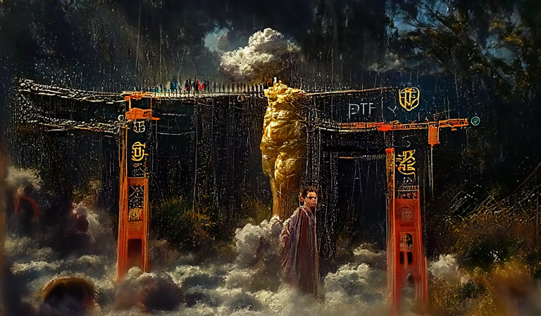The golden gates image generated via starryai