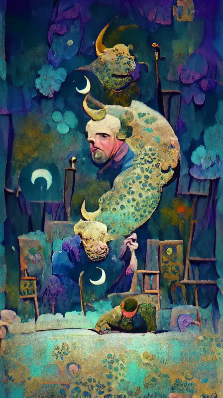 AI generated abstract image of a caregiver reading a story