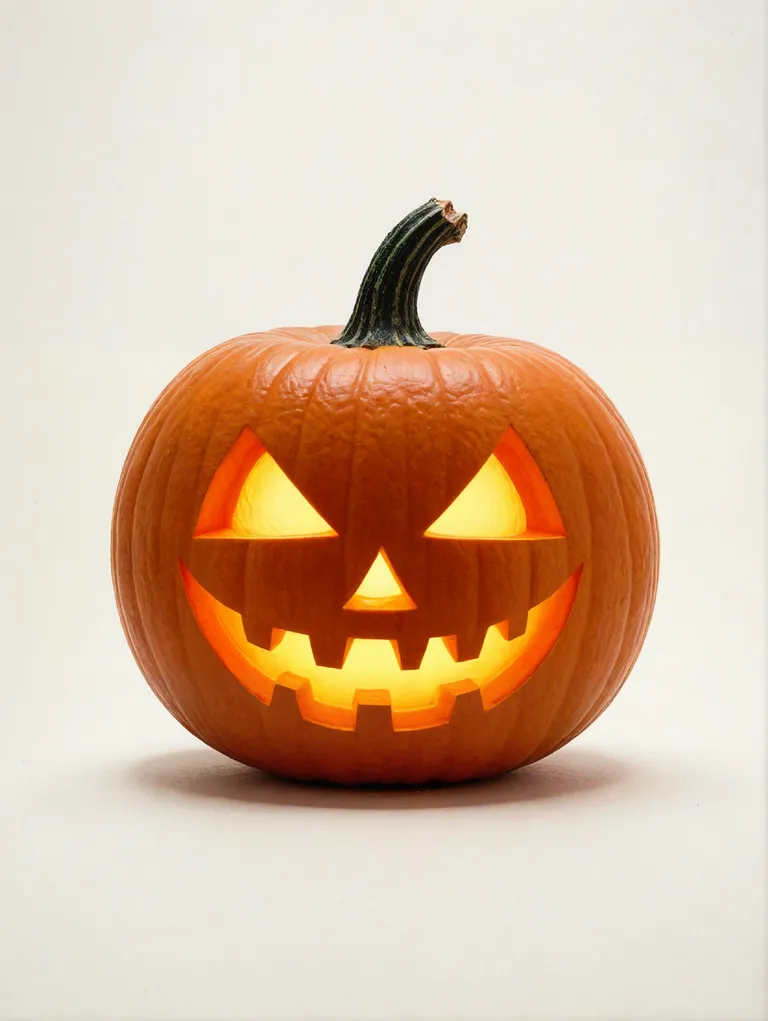 A Halloween pumpkin carving AI design with eerie glowing faces
