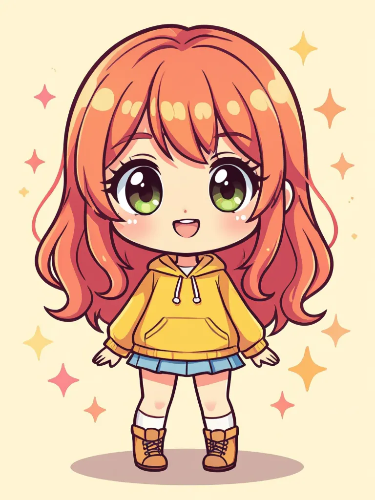 cute chibi character, bold outlines, bright colors, kawaii style
