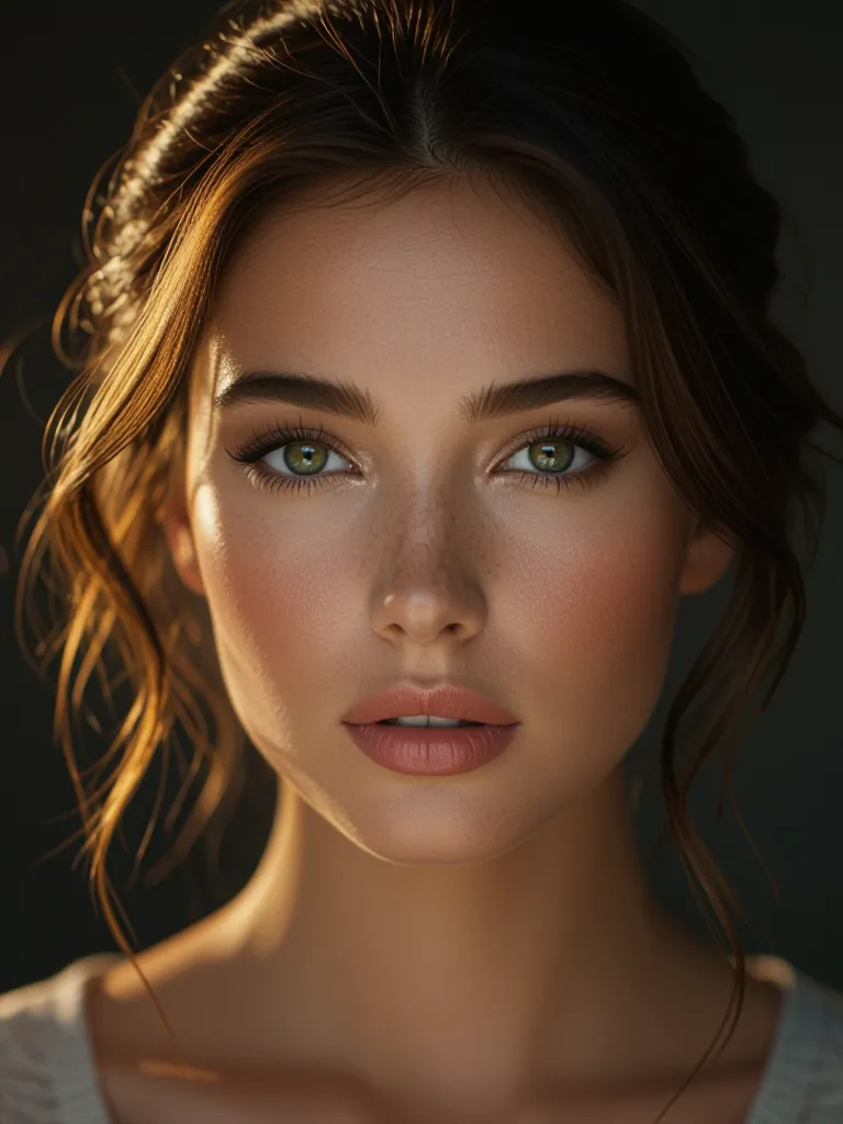 A hyper realistic portrait of a woman with cinematic lighting.