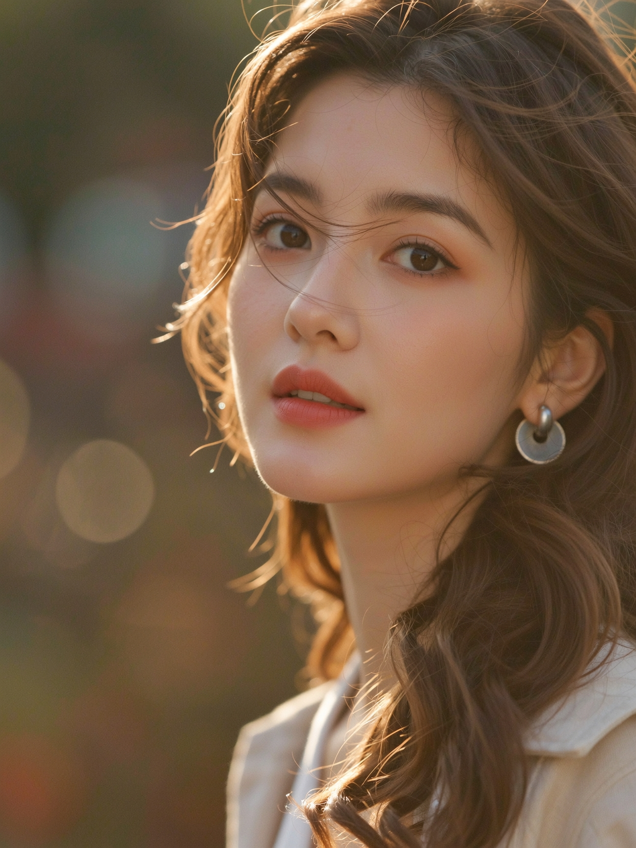 Cinematic portrait with golden hour lighting, created with starryai