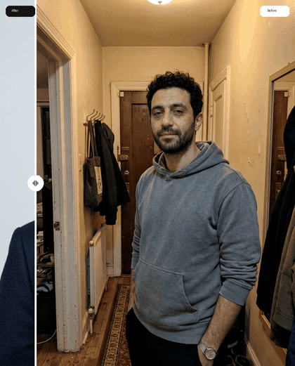 Animated before and after LinkedIn headshot transformation