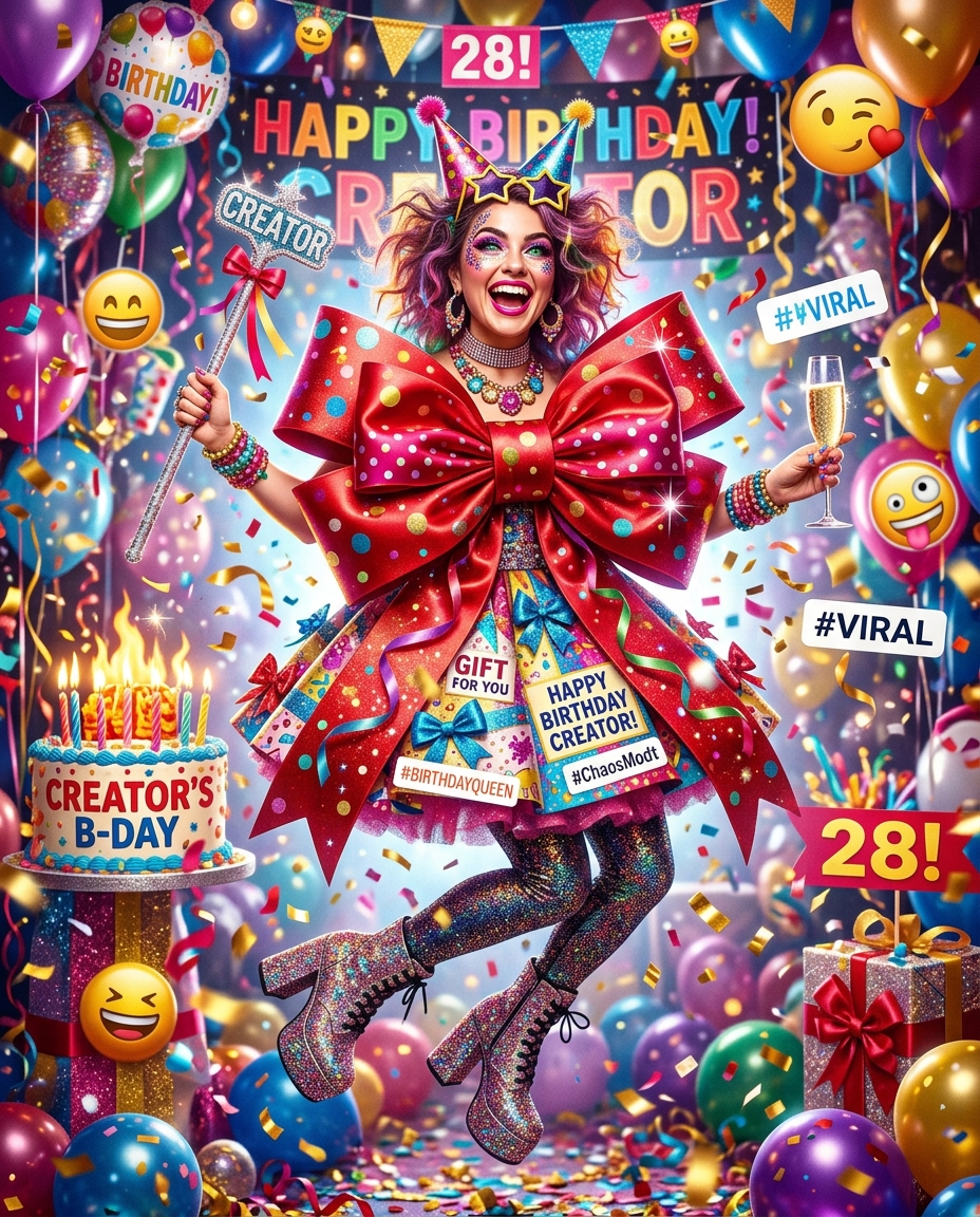 Funny exaggerated meme version of the birthday trend