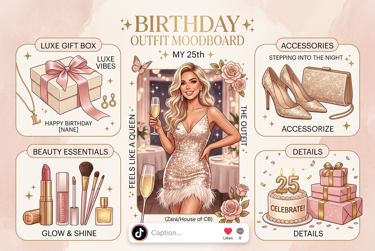 Birthday outfit moodboard cover image for creators