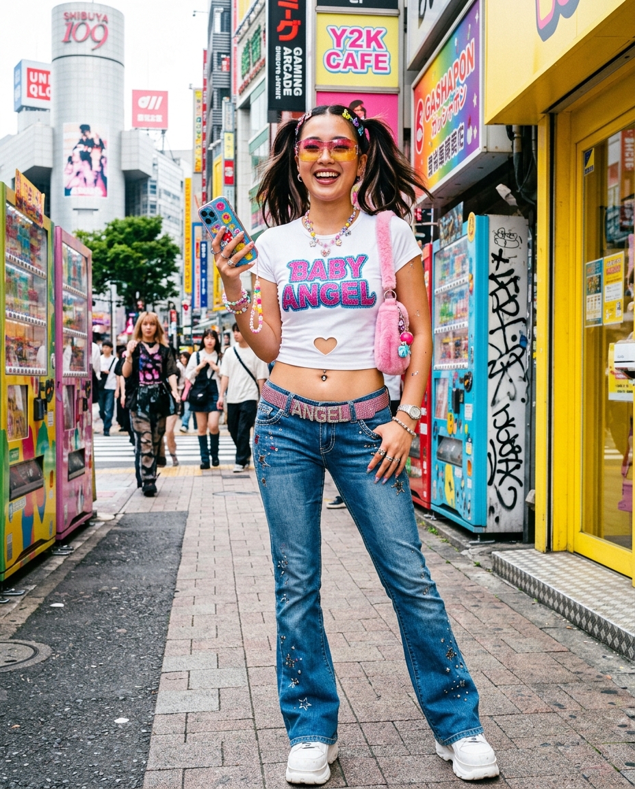 Y2K-inspired AI outfit concept